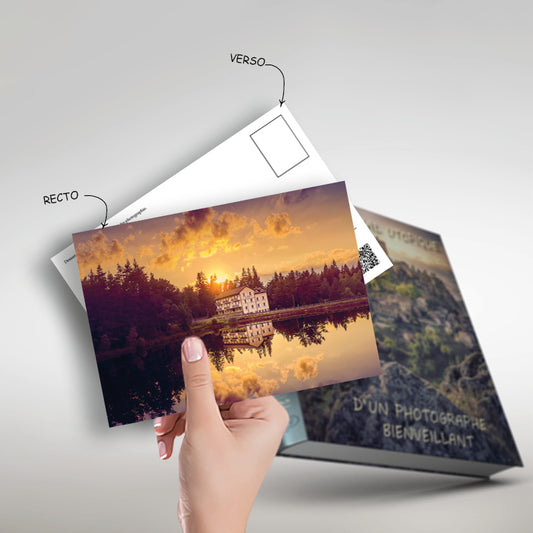 1 adet "Güneşli tatlı" kartpostalı, kitaptan 10 x 15 cm resim: "Hayırsever bir fotoğrafçının küçük ütopik günlüğü"